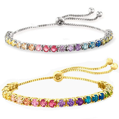#ad 925 Silver Filled Bracelet Elegant Zircon Crystal Jewelry For Women Wedding Gift C $4.13