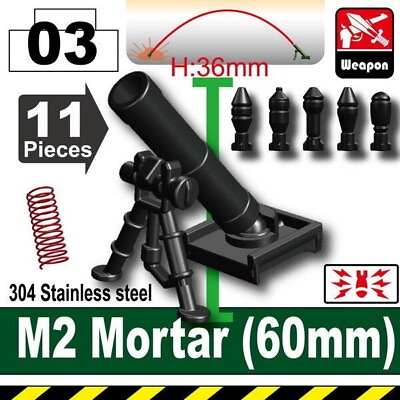 #ad M2 Mortar 60mm Sidan Toys Lego Brick Compatible Minifigure Weapon Accessory Toy $8.00