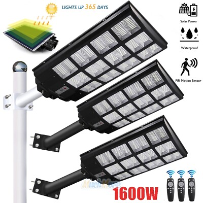 #ad Weathproof 1600W LED Solar Street Light 9000000LM Dusk Dawn Road LampTimerPole $75.63