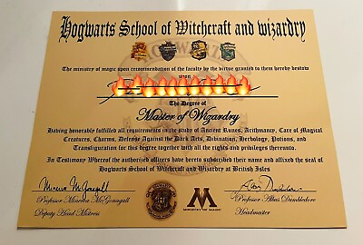 #ad Harry Potter Hogwarts certificate diploma print personalized with name $15.00