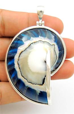 #ad Natural Nautilus Shell 925 Sterling Silver Blue Pendant Women Jewelry SA060 R $28.99
