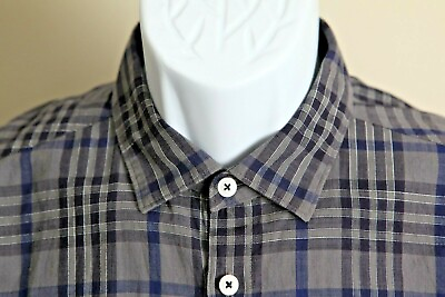 VINCE Men#x27;s gray and blue detailed long sleeve shirt Small S EUC $13.99