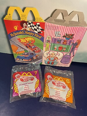 #ad 1998 McDonalds Mattel Happy Meal Toys NASCAR HOT WHEELS #6 #7 Sealed Meal Box $4.00