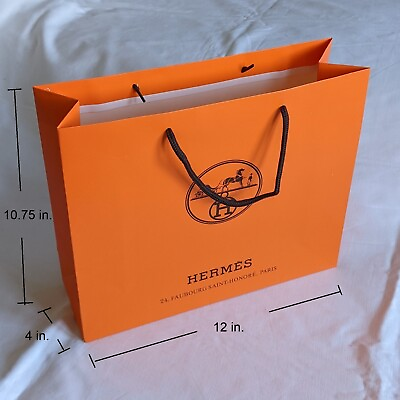 Hermes Orange Shopping Gift Paper Bag Medium Large 12quot;x10.75quot;x4quot; NEW Free Ship $17.99
