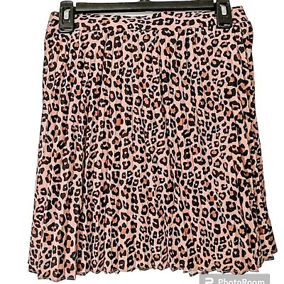 #ad Women Leopard Pleated Skirt Medium $15.00