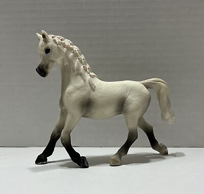 #ad SCHLEICH Horse Club Arabian Mare 4quot; Figure White w Pink Bows Retired $12.99