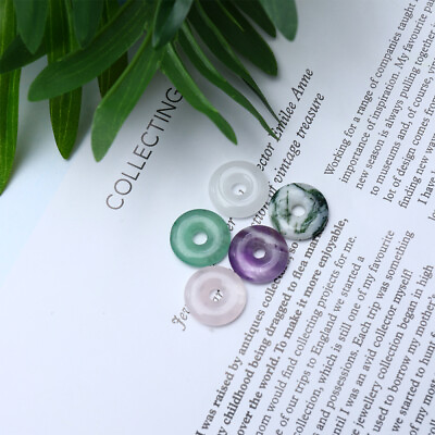 #ad 5pcs Beads Jade Jewelry Pendant Circle Gemstone Pendant Natural Jade Pendant $8.37