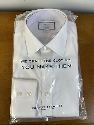 #ad Charles Tyrwhitt Men#x27;s Classic Fit Non Iron Poplin Shirt White 15.5 33 $32.99
