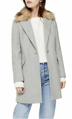 #ad Topshop Monica Faux Fur Collar Coat Size 8 M . * * $59.99