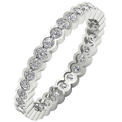 #ad Round Cut Diamond Eternity Anniversary Ring I1 H 1.20 Ct 14K White Gold RS 9.5 $541.49