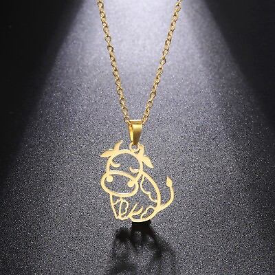 Dairy Cow Necklaces For Women Stainless Steel Pendant Animal Necklace Jewelry $3.49