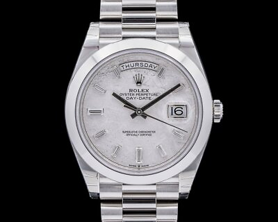 #ad Rolex 228206 Day Date Platinum Meteorite Dial DIAMONDS 40MM WITH BOX PAPERS $84500.00