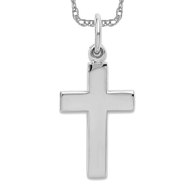 #ad 14K White Gold Latin Mexican Holy Cross Necklace Religious Pendant Jesus Chri... $524.00