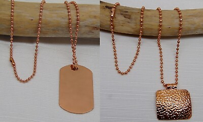 #ad 100% COPPER Ball Chain NECKLACE and Choice of Pretty Copper Pendant or Dog Tag $11.51