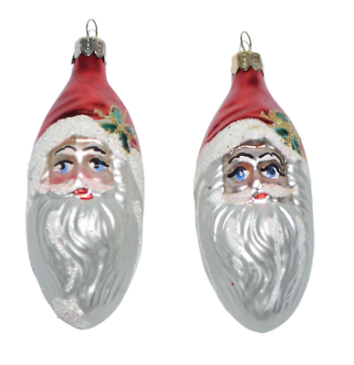 #ad Glass Santa Claus Face Christmas Ornaments Glitter $9.99