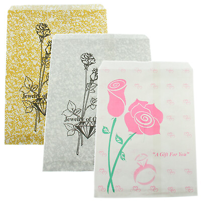 Pink Silver amp; Gold Rose Paper Gift Bags Jewelry Merchandise Shopping 100 Pcs $11.09