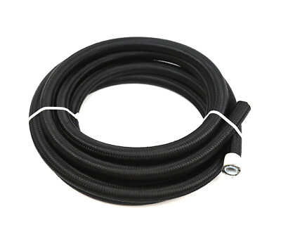 #ad 10ft Nylon Stainless Steel Braided 3 8quot; AN8 PTFE E85 Fuel Line Hose Injection BK $22.99