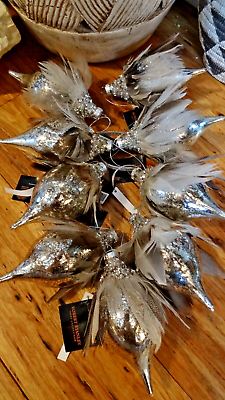 #ad #ad Robert Stanley Mercury Blown Glass Ornaments With Feathers And Bling Set Of 9 $75.00