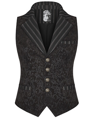 #ad Punk Rave Mens Steampunk Waistcoat Vest Brown Jacquard Gothic Victorian Vintage GBP 39.59