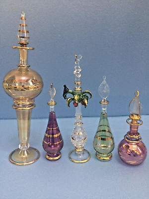 #ad #ad New Set of 5 Egyptian Perfume Bottles Pyrex Glass 56869 inches $44.99