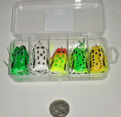 #ad 5 Piece Frog top water kit snag less hooks $12.00