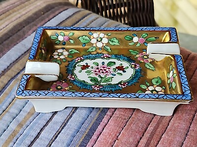 #ad Carl Thieme Dresden Gold Gilt Footed Ashtray Hand Painted Hollywood Regency $27.77