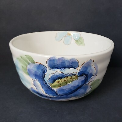 #ad Blue Purple Peony 6quot; Ceramic Soup Cereal Round Bowl $15.97