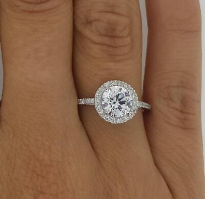 #ad 2.1 Ct Pave Halo Round Cut Diamond Engagement Ring VS1 G White Gold 18k $3304.00