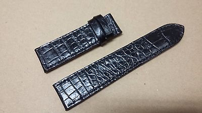 #ad 24mm 22mm Padded Black Genuine Alligator Leather Watch Strap Deployment Band $36.00