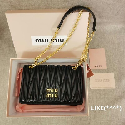 #ad Miu Miu Matelasse Chain Shoulder Bag Black U01 $300.02