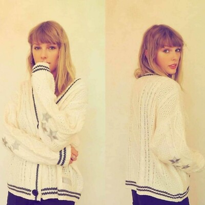 #ad NEW Taylor Swift Folklore Album Knit Cardigan Apricot Vintage Preppy Sweater2024 $30.88