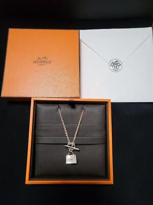 #ad HERMES Paris Amulette Kelly Charm Chain Necklace Pendant Silver Ag925 40cm w Box $599.00