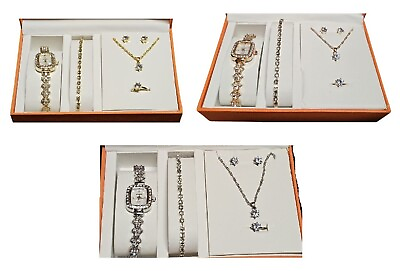 #ad Luxury Watch Gift Set For Women New 5 PCS Jewellery Set Ladies Bracelet Necklace GBP 14.95