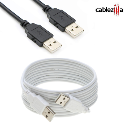 #ad USB Cable 2.0 A Type Male M M Cord Date Speed Wire 3 6 10 15 FT Black White Lot $3.29