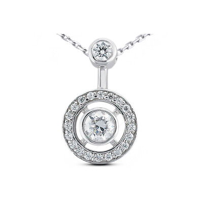#ad 0.77ct tw D SI1 Round Cut Earth Mined Certified Diamonds 14K Gold Halo Pendant $1617.98