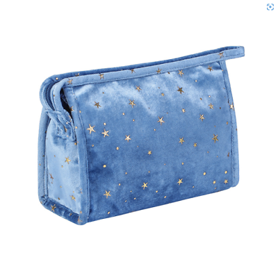 #ad #ad blue star velour makeup bag case cosmetic travel purse for women girl gift $9.99