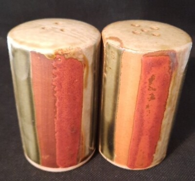 #ad 70s Otagiri MCM Japanese Jumbo Stoneware Salt amp; Pepper Shakers Vintage Earthtone $11.99