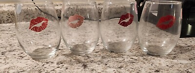 #ad wine glasses 💋 set of 4 Clear Glass $5.99