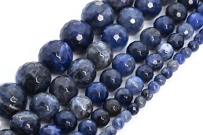 #ad Natural Sodalite Beads Grade AAA Micro Faceted Round Loose Beads 6 8 9 10 12MM $6.79