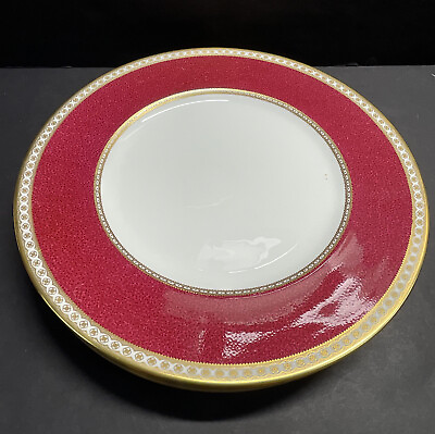 #ad Wedgwood Ulander Ruby Gold Trim Dinner Plate 10.5” England Bone China W1813 $29.99
