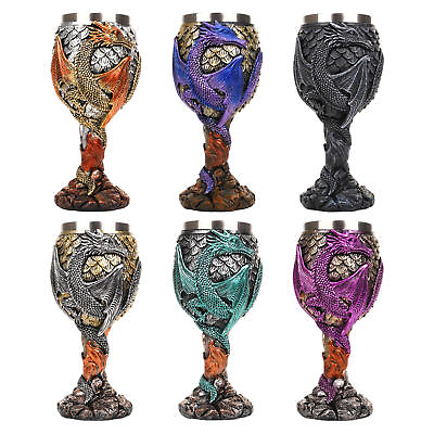 #ad Medieval Dragon Goblet Tabletop Statue Drink Stainless Steel Resin Beer Wine Cup $38.76