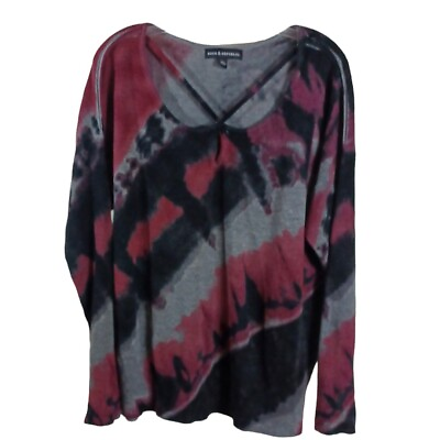 #ad Rock amp; Republic Tie Dye Strappy Keyhole Neck Drop Shoulder Sweater Size large $14.99