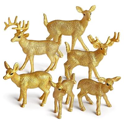 #ad 6PCS Christmas Simulation Elk Model Ornaments Washable Cartoon Animals Craft Orn $15.10