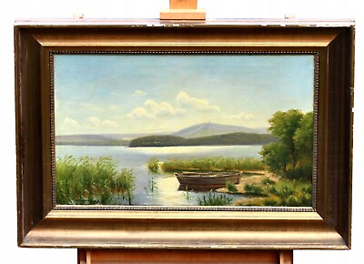 #ad Boat on the shore of the lake oil painting EUR 399.00