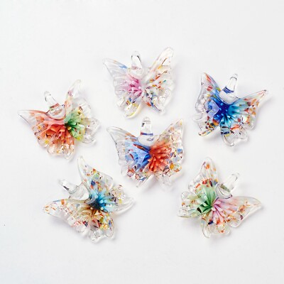 #ad 12pcs box Handmade Lampwork Glass Butterfly Pendants Charms 38 45x44 50x8 12mm $22.07