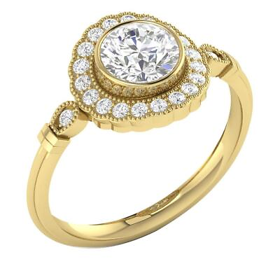 #ad 14K Yellow Gold Solitaire Engagement Ring VS1 F 1.25Ct Lab Grown Genuine Diamond $713.99