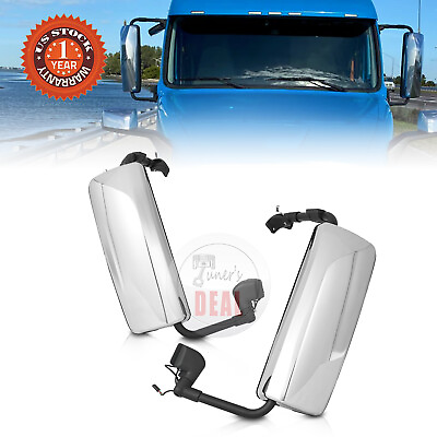 #ad Chrome Door Mirrors Heated Pair For 2004 2018 VOLVO VNL Left amp; Right Side $307.99