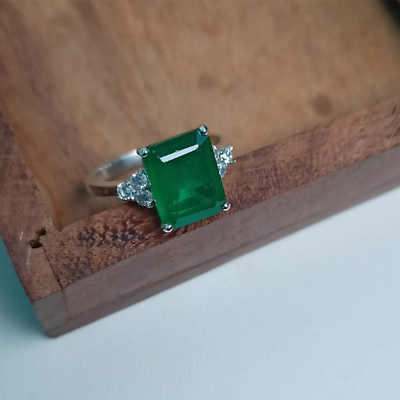 #ad Engagement Rings Diamond Green Emerald Platinum 3.30 Carat Certified Lab Created $2219.00