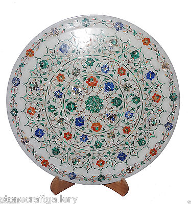 #ad 15quot; x 15quot; Marble Plate Inlay Work Stone Pietra Dura Handmade Home Decor $409.64