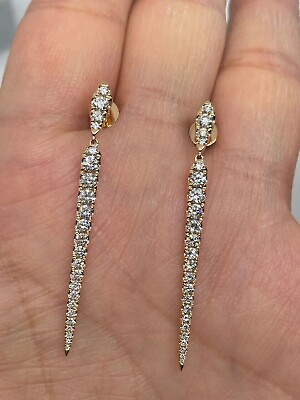 #ad 2CT Natural Moissanite Women Christmas Gift Dangle Earring 14KGold Plated Silver $108.49